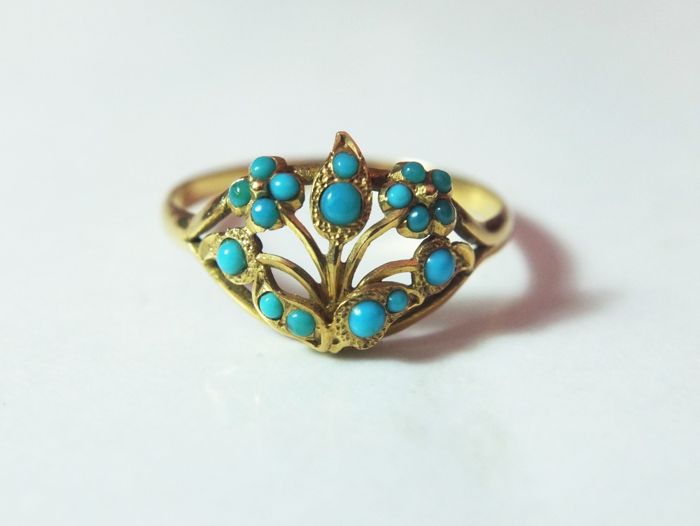 art nouveau flower ring