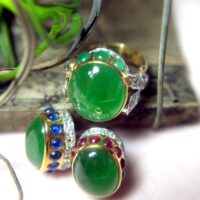 SIJS Art Deco Imperial Jade Emerald Ring