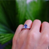 pear blue sapphire engagement ring