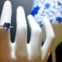 pear blue sapphire engagement ring