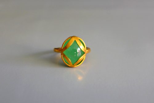 cabochon emerald ring gold, Colombian emerald cabochon, Colombian emerald ring, emerald ring Singapore, 10 ct emerald ring