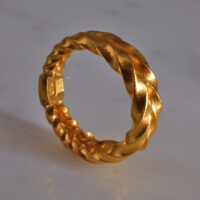 SIJS, solid gold thumb ring, handmade 24k gold ring, twist thumb ring, solid gold twist ring, wide gold twist ring, roman style gold ring, viking gold ring, custom wedding ring singapore