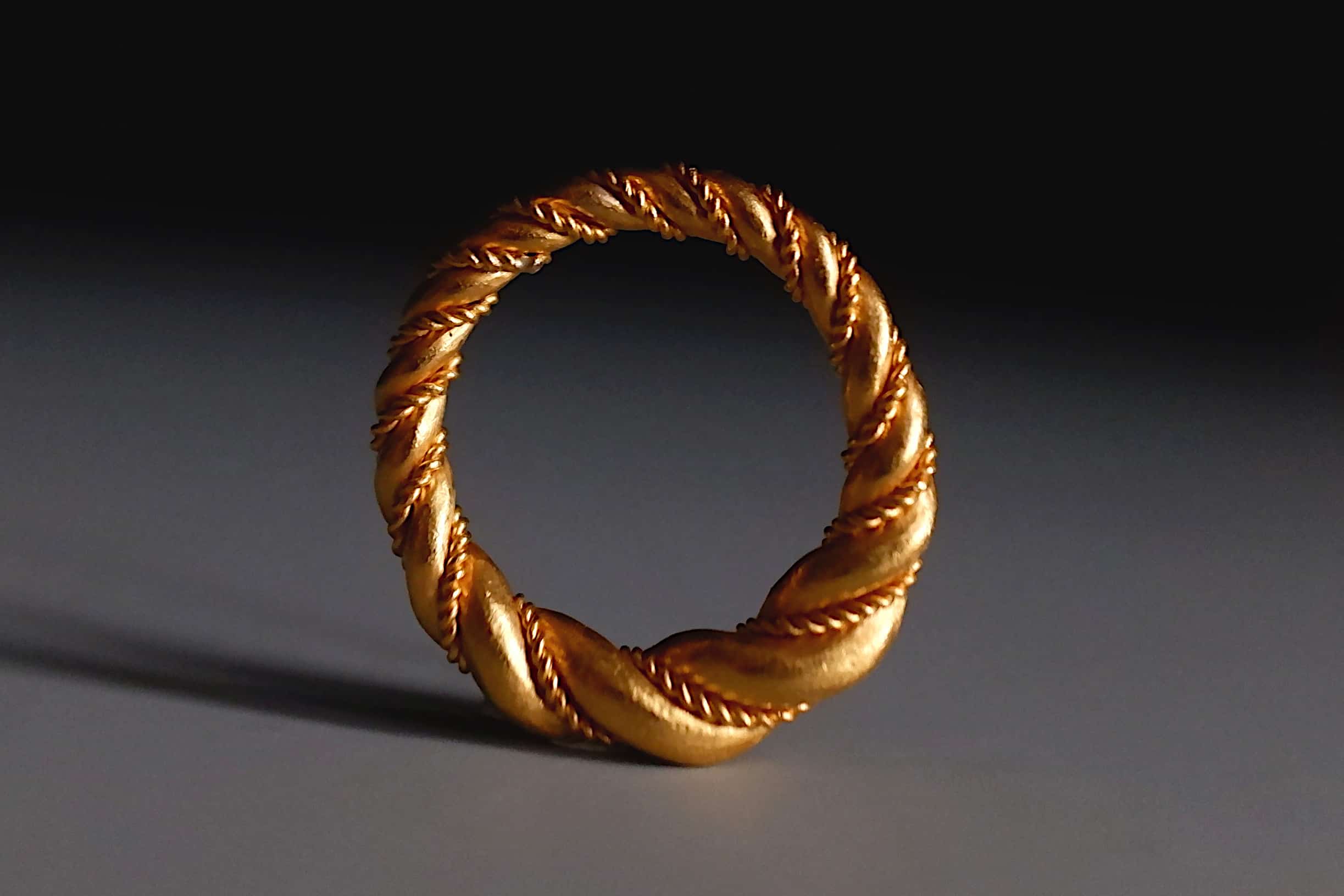 Braided Twist Band Ring, handmade 24k gold ring, viking gold ring, solid gold twist ring, twisted braided gold ring, SIJS, artisan gold rings