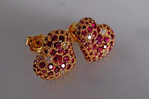 ruby earrings singapore, ruby diamond heart earrings, ruby heart earrings, ruby statement earrings, ruby diamond earrings studs, unique earrings singapore, statement earrings singapore, SIJS
