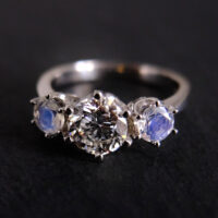 SIJS, diamond moonstone ring, three stone ring, bespoke engagement rings singapore, engagement rings singapore, diamond rings singapore